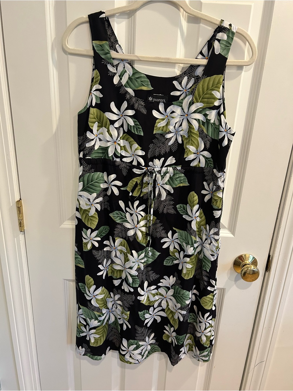 Floral Drawstring Black Mini Dress - Ausband